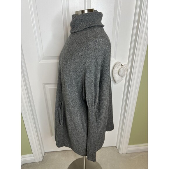 Garnet Hill Wool Cashmere Sweater Sz XS Gray Poncho Oversized Turtleneck - Picture 8 of 13